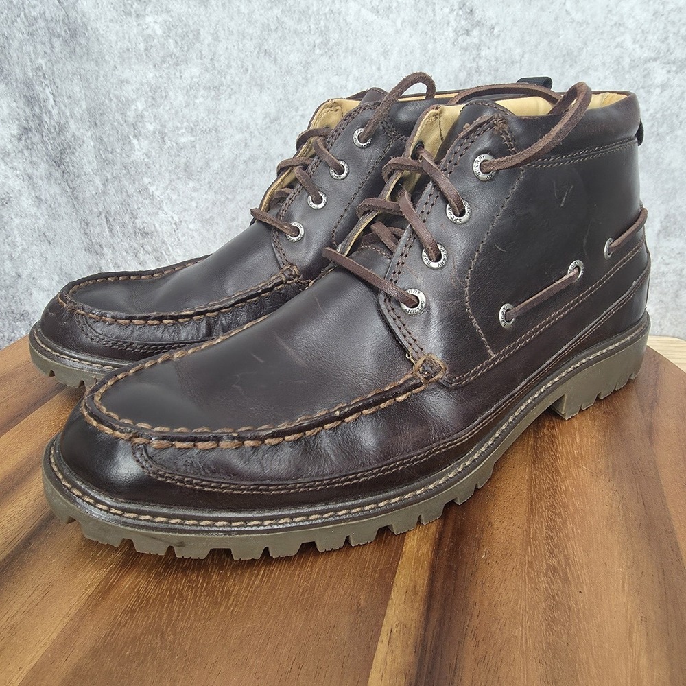 Sperry Top Sider Gold Cup Authentic Chukka Boots Men 10.5 Brown Leather Lug Sole - Picture 5 of 13